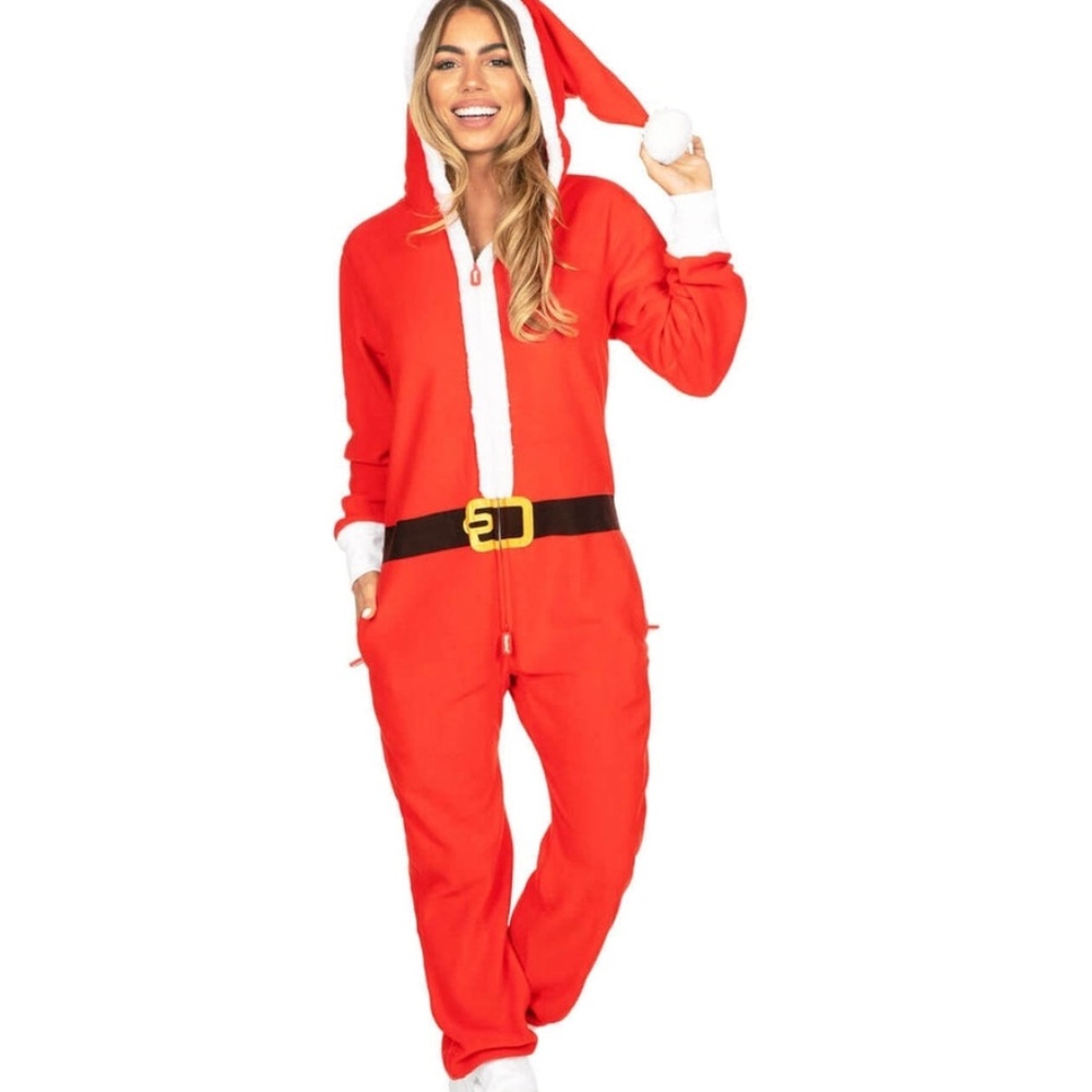 Tipsy Elves Women's Santa Jumpsuit With Fur Size MM